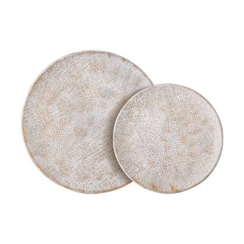 ΣΕΤ 2 ΜΕΤΑΛΛΙΚΟΙ ΔΙΣΚΟΙ Fylliana FL0220 ΑΝΤΙΚΕ ΑΣΗΜΙ ΧΡΩΜΑ 40x40x2εκ & 30x30x2εκ