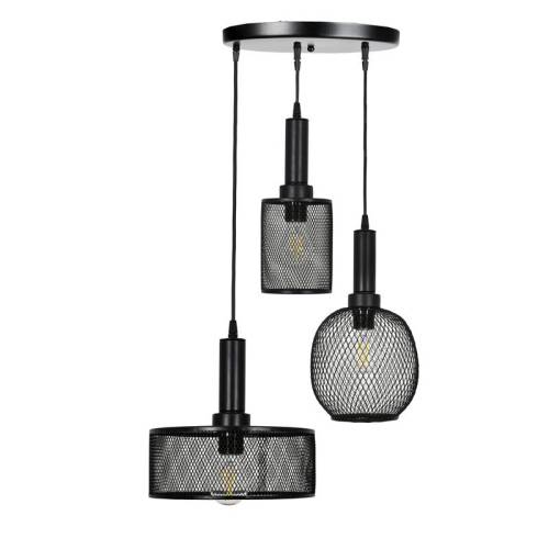 ΤΡΙΦΩΤΟ ΜΕΤΑΛΛΙΚΟ ΦΩΤΙΣΤΙΚΟ ΟΡΟΦΗΣ Fylliana ΜΕ ΚΑΠΕΛΟ ΠΛΕΓΜΑ ΜΑΥΡΟ ΧΡΩΜΑ Ε27