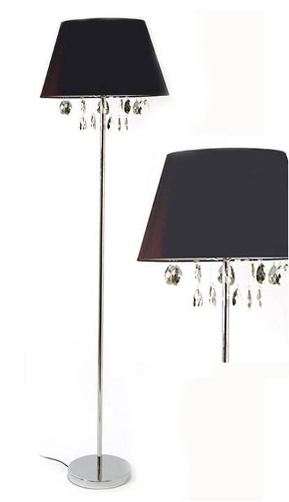 Επιδαπέδιο Φωτιστικό, Μαύρο Καπέλο  & Ασημί ακρυλλικά κρύσταλα SD612