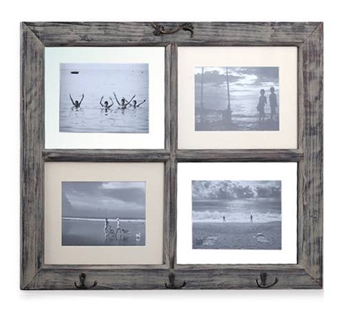 4πλή Φωτ/θήκη  με  κορνίζα/κρεμάστρα παλαιωμένο καφέ KO127