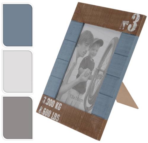 Φωτ/θήκη Ξύλινη σε  3χρμ.(Μπλε/καφέ-Λευκό/Καφέ-Γκρι/Καφέ) HM286