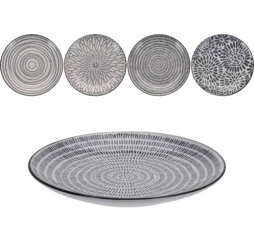 Πιάτο stoneware, 4σχ.,εκρού/γκρι,21cm KZ118