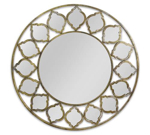 Στρογγυλός καθρέπτης,χρυσή κορνίζα "Moroccan",95cm HT565