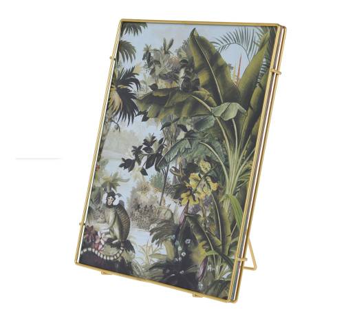 Φωτ/θήκη (13x18) χρυσή κορνίζα & τροπικό θέμα,20x25cm  HE253