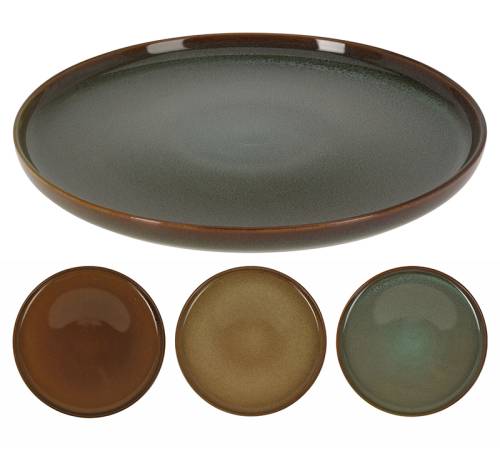 Ρηχό πιάτο stoneware "reactive glaze",3χρμ., 27cm KZ252