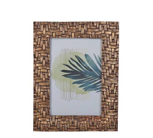 Φωτ/θήκη χρυσή κορνίζα σχ.ψαθα ,10x15cm KAL-2292