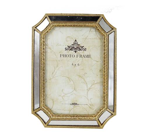 Φωτο/θήκη με οβάλ χρυσή κορνίζα καθρέπτη 10x15cm KO174