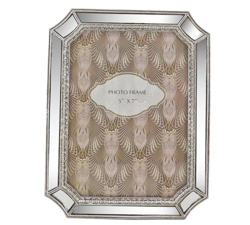 Φωτο/θήκη με οβάλ ασημία κορνίζα καθρέπτη 13x18cm KO177