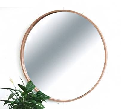 Στρογγυλος καθρέπτης με ξυλινη κορνιζα, 70cm MI150