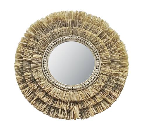 Στρογγυλός καθρέπτης από ψάθα,δ.71cm YT103