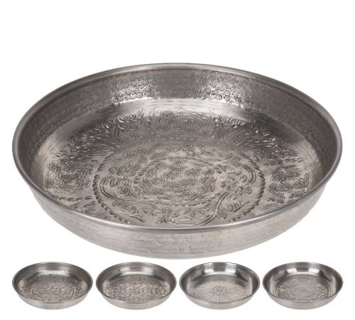 Μεγάλο μπώλ αλουμινίου σχ.Arabesque (3σχ.) ασημί χρ.,39cm HM583