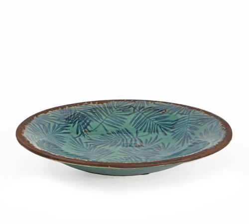 Κεραμική πιατέλα σχ.φυλλα "areca", πετρόλ/μπλε,δ.30cm CT392