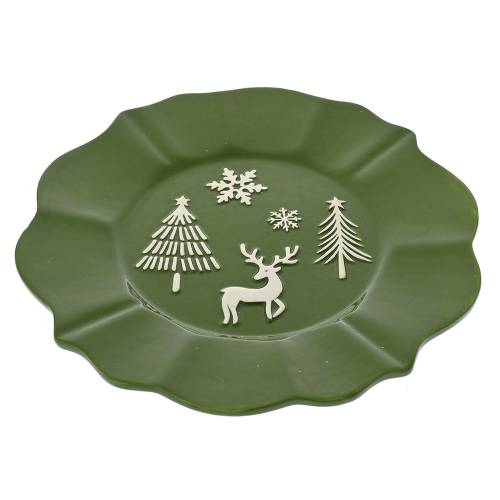 ΠΡΑΣΙΝΟ ΚΕΡΑΜΙΚΟ ΠΙΑΤΟ ΜΕ ΧΡΙΣΤΟΥΓΕΝΝΙΑΤΙΚΟ ΣΚΗΝΙΚΟ 24Χ24Χ3ΕΚ