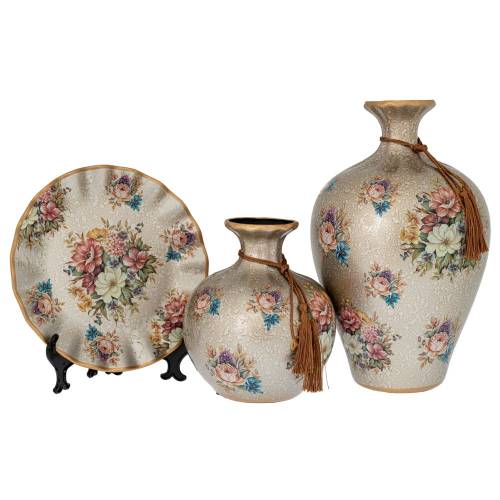 ΣΕΤ 3 ΚΕΡΑΜΙΚΑ ΕΠΙΤΡΑΠΕΖΙΑ ΔΙΑΚΟΣΜΗΤΙΚΑ ΜΕ ΛΟΥΛΟΥΔΙΑ 34Χ22 21Χ17 22Χ3ΕΚ