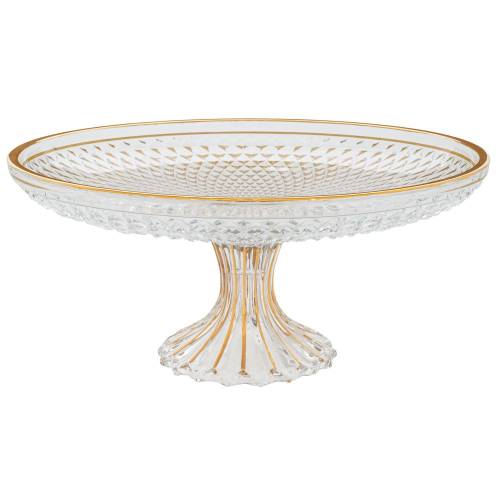 ΓΥΑΛΙΝΗ ΠΙΑΤΕΛΑ ΜΕ ΠΟΔΙ ΚΑΙ ΧΡΥΣΗ ΡΙΓΑ 30Χ13ΕΚ