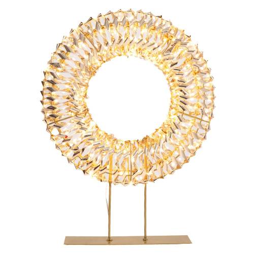 ΦΩΤΙΖΟΜΕΝΟΣ ΕΠΙΤΡΑΠΕΖΙΟΣ ΔΙΑΚΟΣΜΗΤΙΚΟΣ ΚΥΚΛΟΣ  ΣΕ ΧΡΥΣΗ ΒΑΣΗ 38Χ50Χ9ΕΚ ΜΕ 500 LED ΘΕΡΜΟ ΛΕΥΚΟ IP4