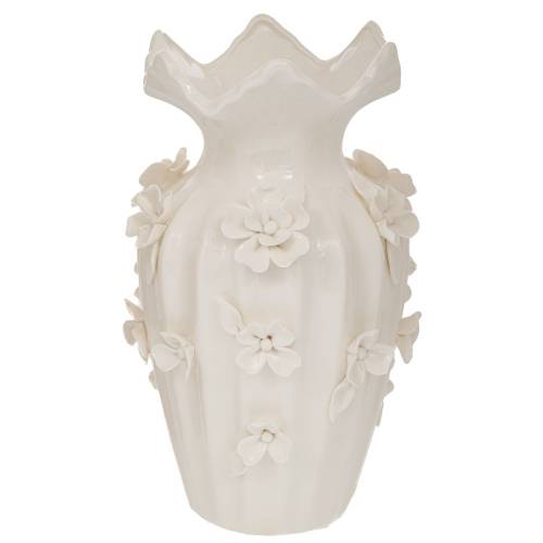 ΛΕΥΚΟ ΚΕΡΑΜΙΚΟ ΒΑΖΟ ΜΕ ΑΝΑΓΛΥΦΑ ΛΟΥΛΟΥΔΙΑ 20Χ31ΕΚ