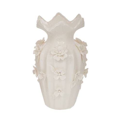 ΛΕΥΚΟ ΚΕΡΑΜΙΚΟ ΒΑΖΟ ΜΕ ΑΝΑΓΛΥΦΑ ΛΟΥΛΟΥΔΙΑ 16Χ26ΕΚ