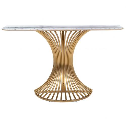 ΚΟΝΣΟΛΑ ΧΡΥΣΗ ΜΕΤΑΛΛΙΚΗ 130Χ40Χ80ΕΚΜΕ ΛΕΥΚΗ ΚΕΡΑΜΙΚΗ ΕΠΙΦΑΝΕΙΑ (ΕΦΕ ΜΑΡΜΑΡΟΥ)