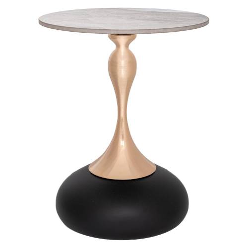 ΓΚΡΙ ΜΕΤΑΛΛΙΚΟ ΤΡΑΠΕΖΑΚΙ ΜΕ ΧΡΥΣΗ ΒΑΣΗ ΚΑΙ ΓΚΡΙ ΚΕΡΑΜΙΚΗ ΕΠΙΦΑΝΕΙΑ Φ42Χ52ΕΚ