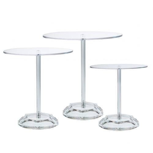 ΣΕΤ 3 ΔΙΑΦΑΝΕΣ ΑΚΡΥΛΙΚΕΣ ΣΤΡΟΓΓΥΛΕΣ ΠΙΑΤΕΛΕΣ ΜΕ ΠΟΔΙ Φ20Χ21 Φ24Χ26 Φ30Χ31ΕΚ