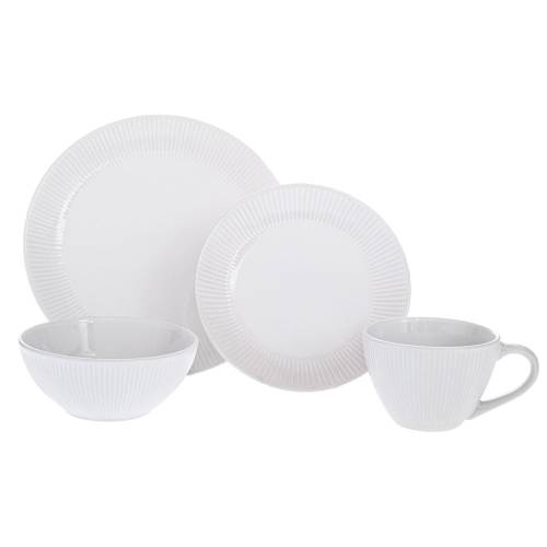 ΣΕΤ 16 ΛΕΥΚΟ ΡΙΓΕ ΚΕΡΑΜΙΚΟ ΣΕΡΒΙΤΣΙΟ STONEWARE