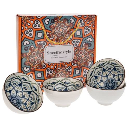 ΣΕΤ 4 ΜΠΛΕ ΚΕΡΑΜΙΚΑ ΜΠΩΛ ΜΕ ΓΕΩΜΕΤΡΙΚΑ ΣΧΕΔΙΑ Φ11Χ6ΕΚ