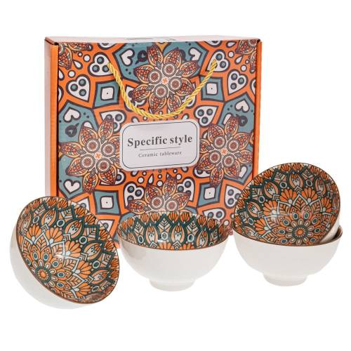 ΣΕΤ 4 ΠΟΡΤΟΚΑΛΙ ΚΕΡΑΜΙΚΑ ΜΠΩΛ ΜΕ ΓΕΩΜΕΤΡΙΚΑ ΣΧΕΔΙΑ Φ11Χ6ΕΚ