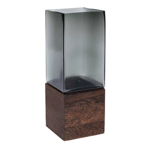 ΓΚΡΙ ΓΥΑΛΙΝΟ ΒΑΖΟ ΣΕ ΞΥΛΙΝΗ ΒΑΣΗ 10Χ25ΕΚ