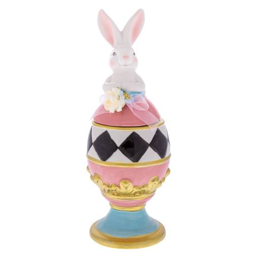 ΡΟΖ ΚΕΡΑΜΙΚΟ ΑΥΓΟ ΜΠΙΣΚΟΤΙΕΡΑ ΜΕ ΛΑΓΟ AND ΧΡΥΣΕΣ ΛΕΠΤΟΜΕΡΕΙΕΣ 13,5Χ13,5Χ37ΕΚ