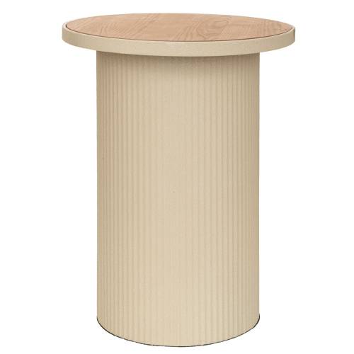 ΚΡΕΜ ΣΤΡΟΓΓΥΛΟ ΜΕΤΑΛΛΙΚΟ ΤΡΑΠΕΖΑΚΙ ΣΑΛΟΝΙΟΥ ΜΕ ΞΥΛΙΝΗ ΕΠΙΦΑΝΕΙΑ 36Χ36Χ45,5ΕΚ