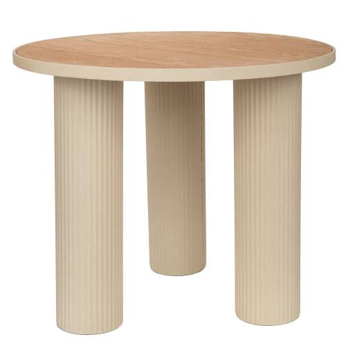 ΚΡΕΜ ΣΤΡΟΓΓΥΛΟ ΜΕΤΑΛΛΙΚΟ ΤΡΑΠΕΖΑΚΙ ΣΑΛΟΝΙΟΥ ΜΕ ΞΥΛΙΝΗ ΕΠΙΦΑΝΕΙΑ 59Χ59Χ50ΕΚ