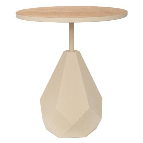 ΚΡΕΜ ΣΤΡΟΓΓΥΛΟ ΜΕΤΑΛΛΙΚΟ ΤΡΑΠΕΖΑΚΙ ΣΑΛΟΝΙΟΥ ΜΕ ΞΥΛΙΝΗ ΕΠΙΦΑΝΕΙΑ AND ΑΚΑΝΟΝΙΣΤΗ ΒΑΣΗ 50Χ50Χ56ΕΚ