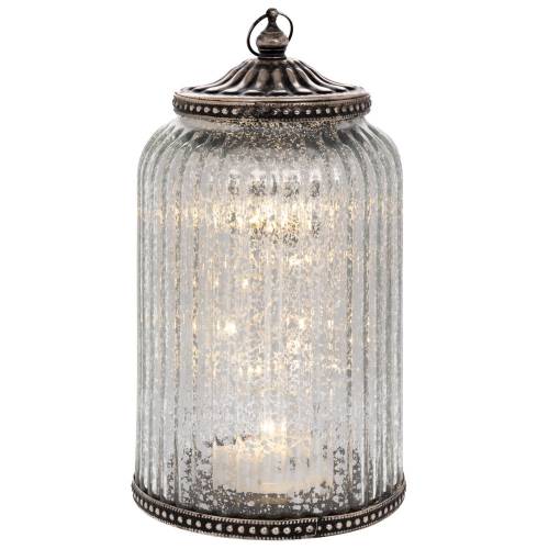 ΑΣΗΜΙ ΓΥΑΛΙΝΟ ΦΑΝΑΡΑΚΙ ΜΕ LED ΦΩΣ AND ΜΕΤΑΛΛΙΚΟ ΚΑΠΑΚΙ 11,5Χ11,5Χ20ΕΚ (ΑΑΑ 1.5V)