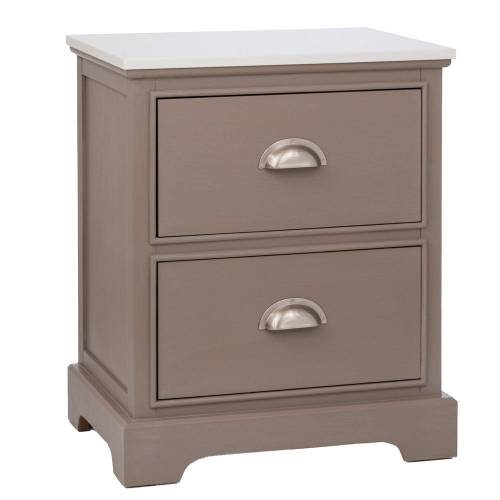 ΞΥΛΙΝΟ ΚΟΜΟΔΙΝΟ ΜΕ 2 ΣΥΡΤΑΡΙΑ ΣΕ ΓΚΡΙ ΧΡΩΜΑ ΜΕ ΜΑΡΜΑΡΙΝΗ ΕΠΙΦΑΝΕΙΑ 45Χ35Χ54ΕΚ