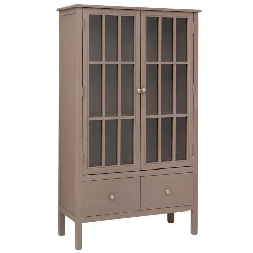 ΞΥΛΙΝΗ ΔΙΠΛΗ ΡΑΦΙΕΡΑ ΜΕ ΓΥΑΛΙ ΣΕ ΓΚΡΙ ΧΡΩΜΑ 80,5Χ35Χ135ΕΚ