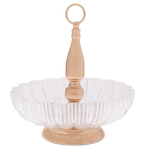 ΓΥΑΛΙΝΗ ΠΙΑΤΕΛΑ ΣΕ ΧΡΥΣΗ ΜΕΤΑΛΛΙΚΗ ΒΑΣΗ 30Χ30Χ32,5ΕΚ