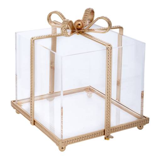 ΔΙΣΚΟΣ ΧΡΥΣΟ ΜΕΤΑΛΛΙΚΟ ΔΩΡΑΚΙ ΜΕ PLEXIGLASS 15Χ15Χ17ΕΚ