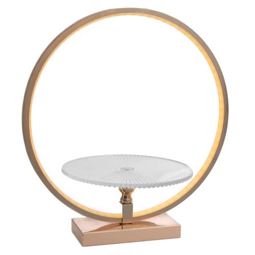 ΧΡΥΣΟ ΜΕΤΑΛΛΙΚΟ ΣΤΕΦΑΝΙ ΜΕ ΓΥΑΛΙΝΗ ΠΙΑΤΕΛΑ AND LED ΦΩΤΙΣΜΟ 40Χ25Χ43ΕΚ