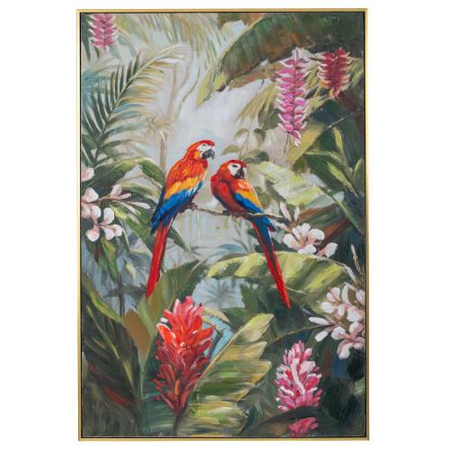 COLORFUL PARROT ΠΙΝΑΚΑΣ ΕΛΑΙΟΓΡΑΦΙΑ ΜΕ ΧΡΥΣΗ ΚΟΡΝΙΖΑ ΣΕ ΤΥΠΩΜΕΝΟ ΚΑΜΒΑ 80Χ120ΕΚ