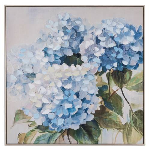HYDRANGEA ΠΙΝΑΚΑΣ ΜΕ ΛΕΥΚΗ ΠΑΛΑΙΩΜΕΝΗ ΚΟΡΝΙΖΑ ΣΕ ΤΥΠΩΜΕΝΟ ΚΑΜΒΑ 80Χ80ΕΚ