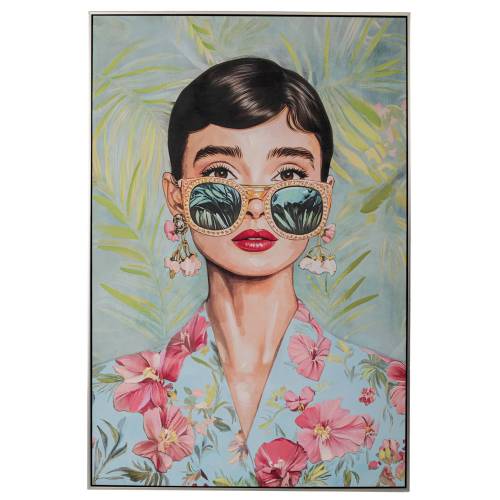 ΠΙΝΑΚΑΣ ΜΕΛΑΧΡΙΝΗ ΓΥΝΑΙΚΕΙΑ ΦΙΓΟΥΡΑ  ΣΕ ΤΥΠΩΜΕΝΟ ΚΑΜΒΑ ΜΕ ΑΣΗΜΙ ΚΟΡΝΙΖΑ 80Χ120ΕΚ