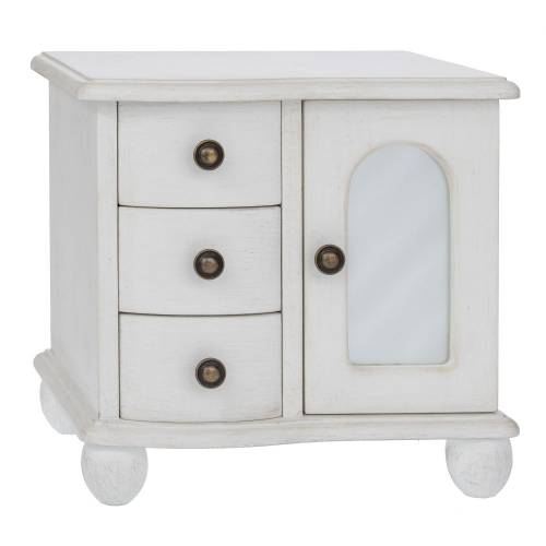 ΛΕΥΚΗ ΞΥΛΙΝΗ ΜΠΙΖΟΥΤΙΕΡΑ ΜΕ 3 ΣΥΡΤΑΡΑΚΙΑ AND ΝΤΟΥΛΑΠΑΚΙ ΜΕ ΚΑΘΡΕΦΤΑΚΙ 27Χ17Χ26ΕΚ