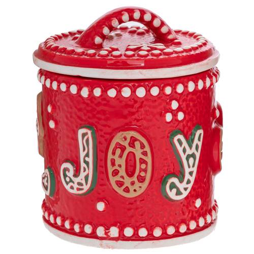 ΚΟΚΚΙΝΗ ΚΕΡΑΜΙΚΗ ΜΠΙΣΚΟΤΙΕΡΑ JOY ΜΕ ΑΝΑΓΛΥΦΑ ΣΧΕΔΙΑ ΖΑΧΑΡΩΤΩΝ 12Χ12Χ16ΕΚ