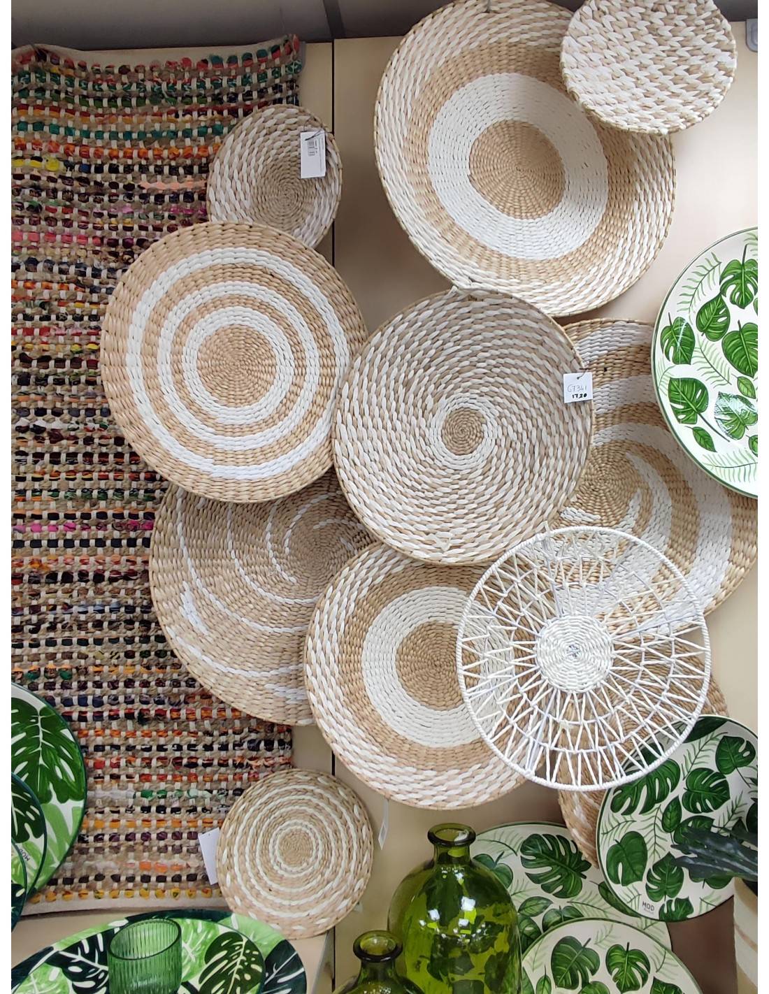 Πιατέλα ψάθινη τοίχου λευκό σχ. Φ35Χ4