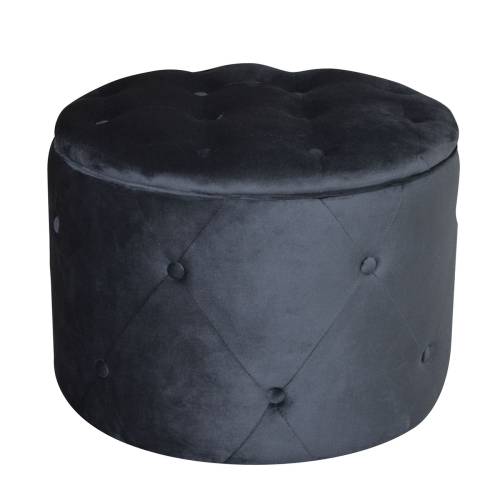 TRAVIS Σκαμπό Αποθηκευτικό, Ύφασμα Velure Απόχρωση Μαύρο Ε-00024990 Ε7025,2