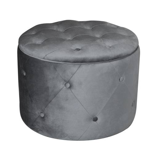 TRAVIS Σκαμπό Αποθηκευτικό, Ύφασμα Velure Απόχρωση Γκρι Ε-00024991 Ε7025,3