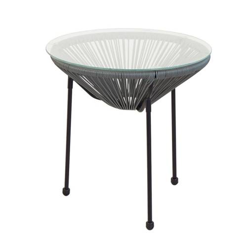 ACAPULCO Τραπεζάκι Μέταλλο Βαφή Μαύρο, Plastic Rattan Γκρι Ε-00023089 Ε246,4