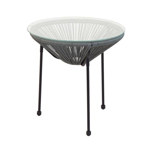 ACAPULCO Τραπεζάκι Μέταλλο Βαφή Μαύρο, Plastic Rattan Γκρι Ε-00023089 Ε246,4