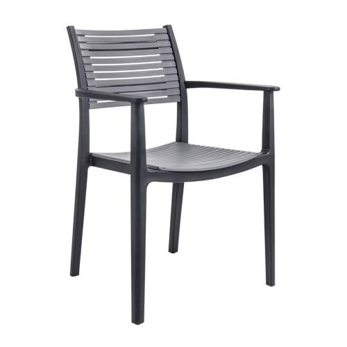 AKRON Πολυθρόνα PP-UV Μαύρο - Γκρι Ε-00021400 Ε350,31